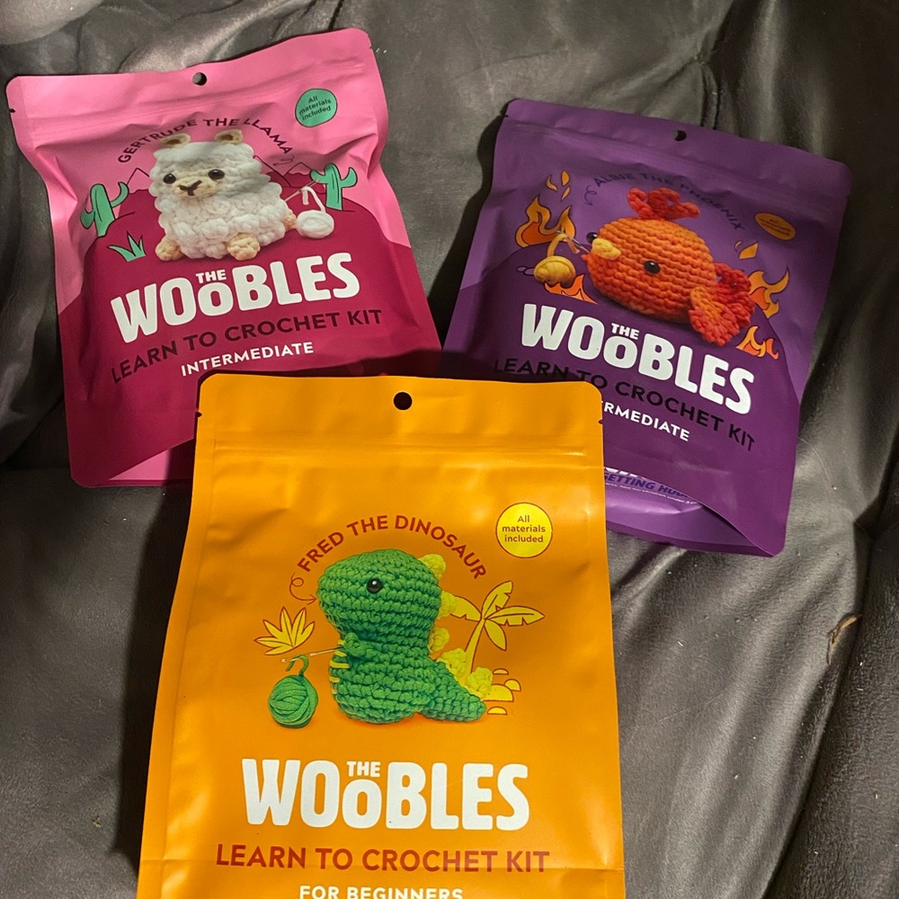 Woobles Bundle Set of Three Dinosaur, Llama and Rooster NWT